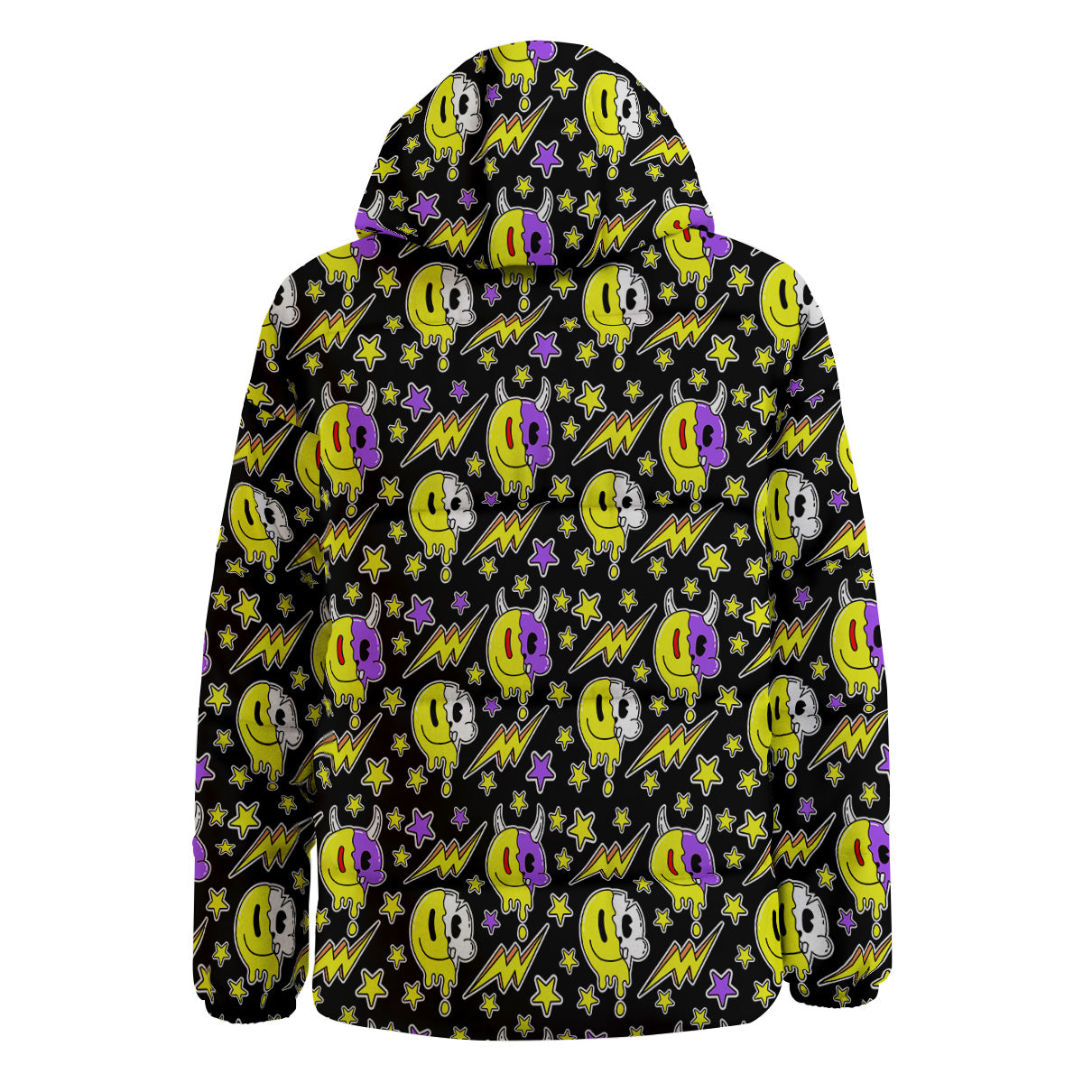 Psychedelic Trippy Acid Emoji Print Pattern Down Jacket-grizzshop