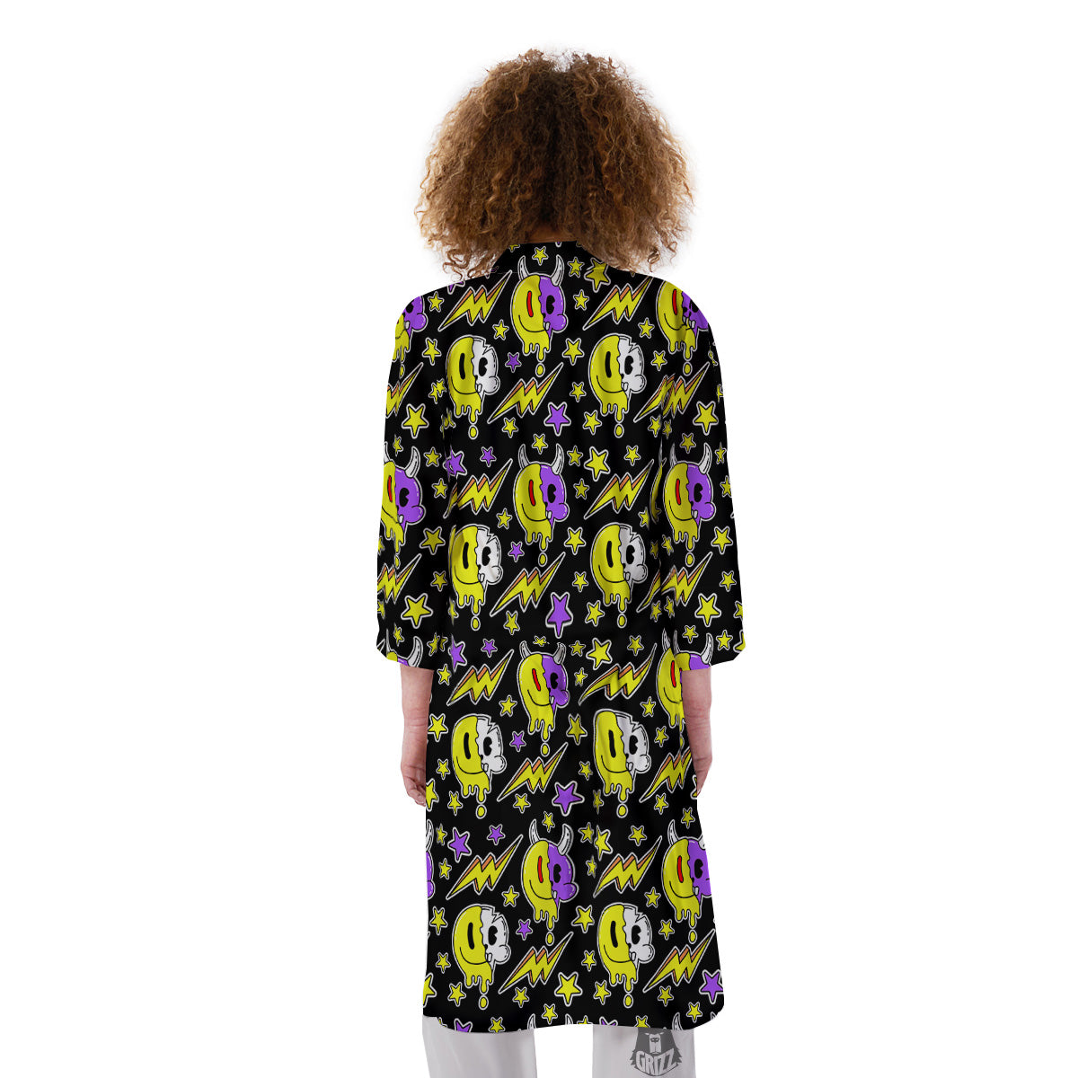 Psychedelic Trippy Acid Emoji Print Pattern Kimono-grizzshop