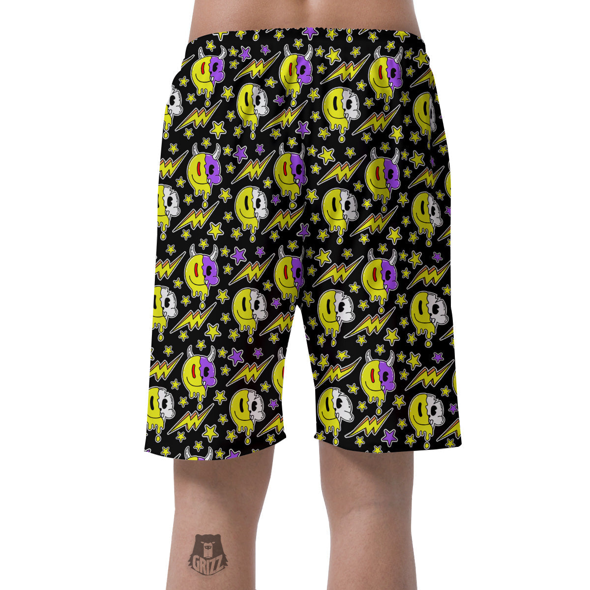 Psychedelic Trippy Acid Emoji Print Pattern Men's Shorts-grizzshop