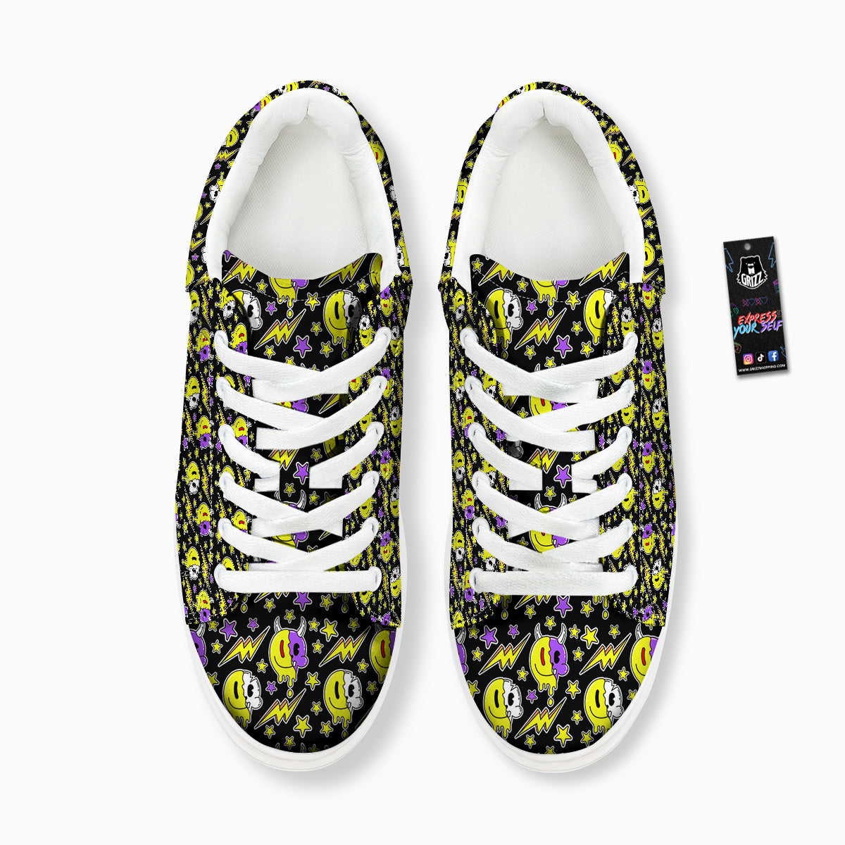 Psychedelic Trippy Acid Emoji Print Pattern Platform Shoes-grizzshop