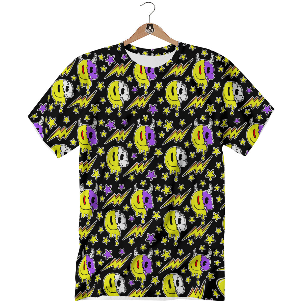 Psychedelic Trippy Acid Emoji Print Pattern T-Shirt-grizzshop