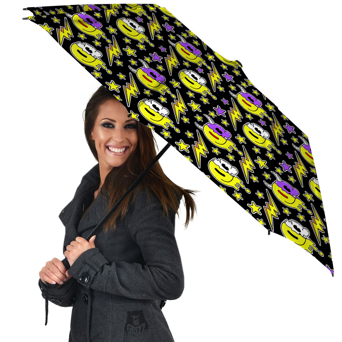 Psychedelic Trippy Acid Emoji Print Pattern Umbrella-grizzshop