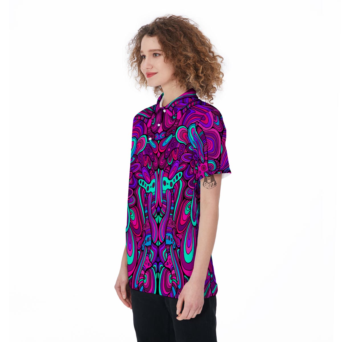 Psychedelic Trippy Doodle Women's Golf Shirts-grizzshop