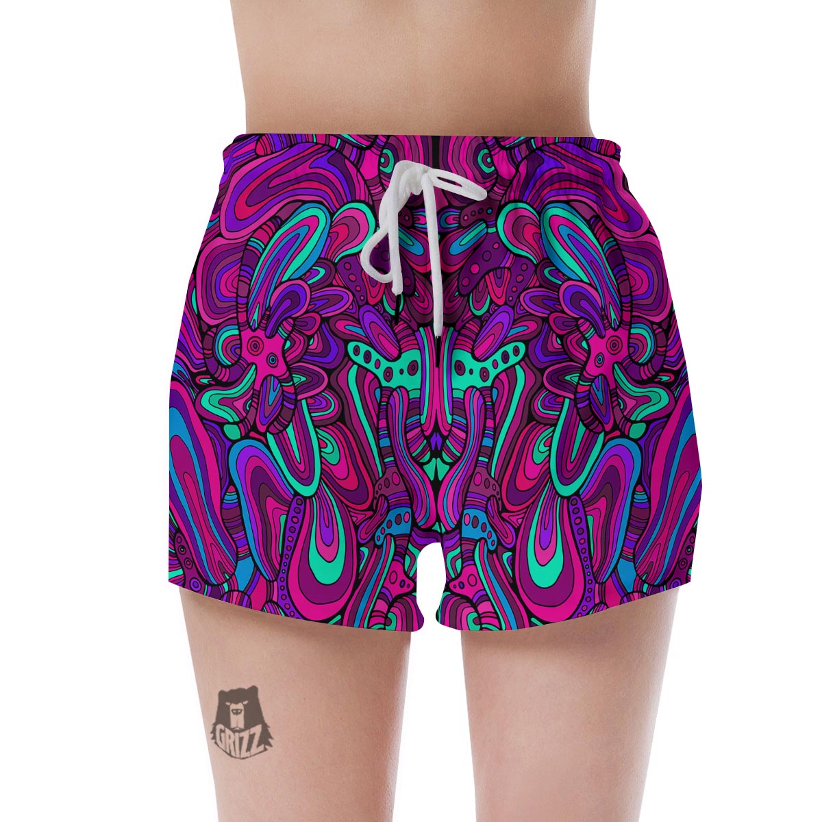 Psychedelic Trippy Doodle Women's Shorts-grizzshop
