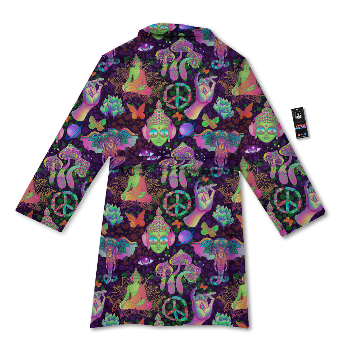 Psychedelic Trippy Drug Cartoon Print Pattern Bathrobe-grizzshop