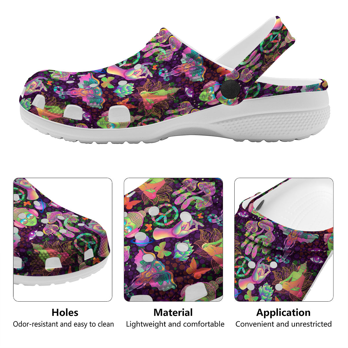 Psychedelic Trippy Drug Cartoon Print Pattern Clog-grizzshop