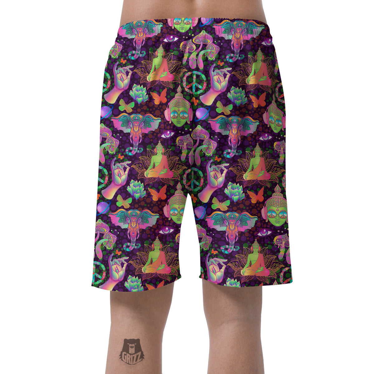 Psychedelic Trippy Drug Cartoon Print Pattern Men's Shorts-grizzshop