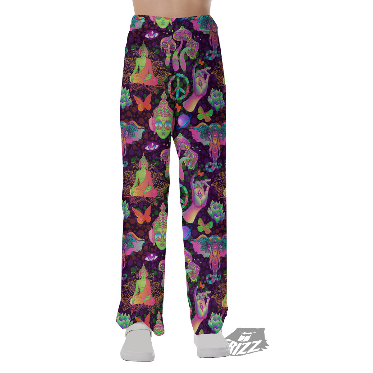 Psychedelic Trippy Drug Cartoon Print Pattern Pajama Pants-grizzshop
