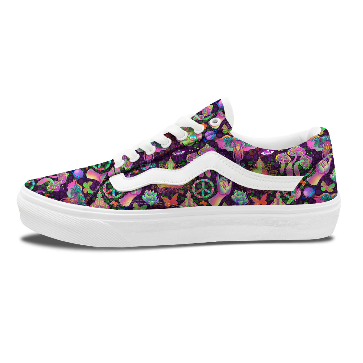 Psychedelic Trippy Drug Cartoon Print Pattern Skate Shoes-grizzshop