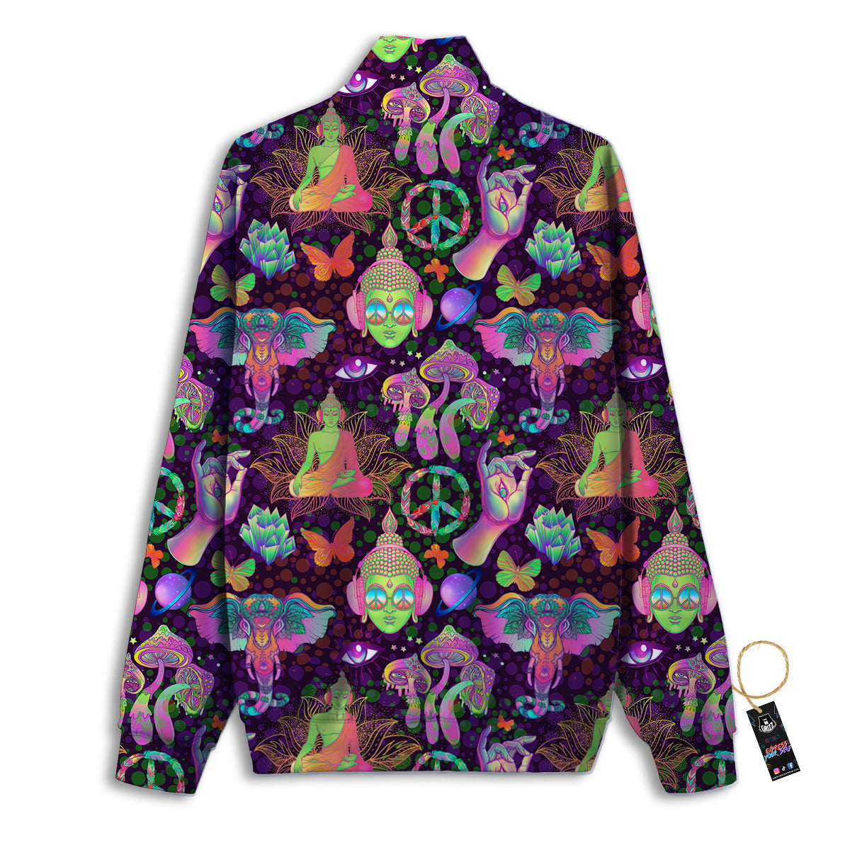 Psychedelic Trippy Drug Cartoon Print Pattern Track Jacket-grizzshop