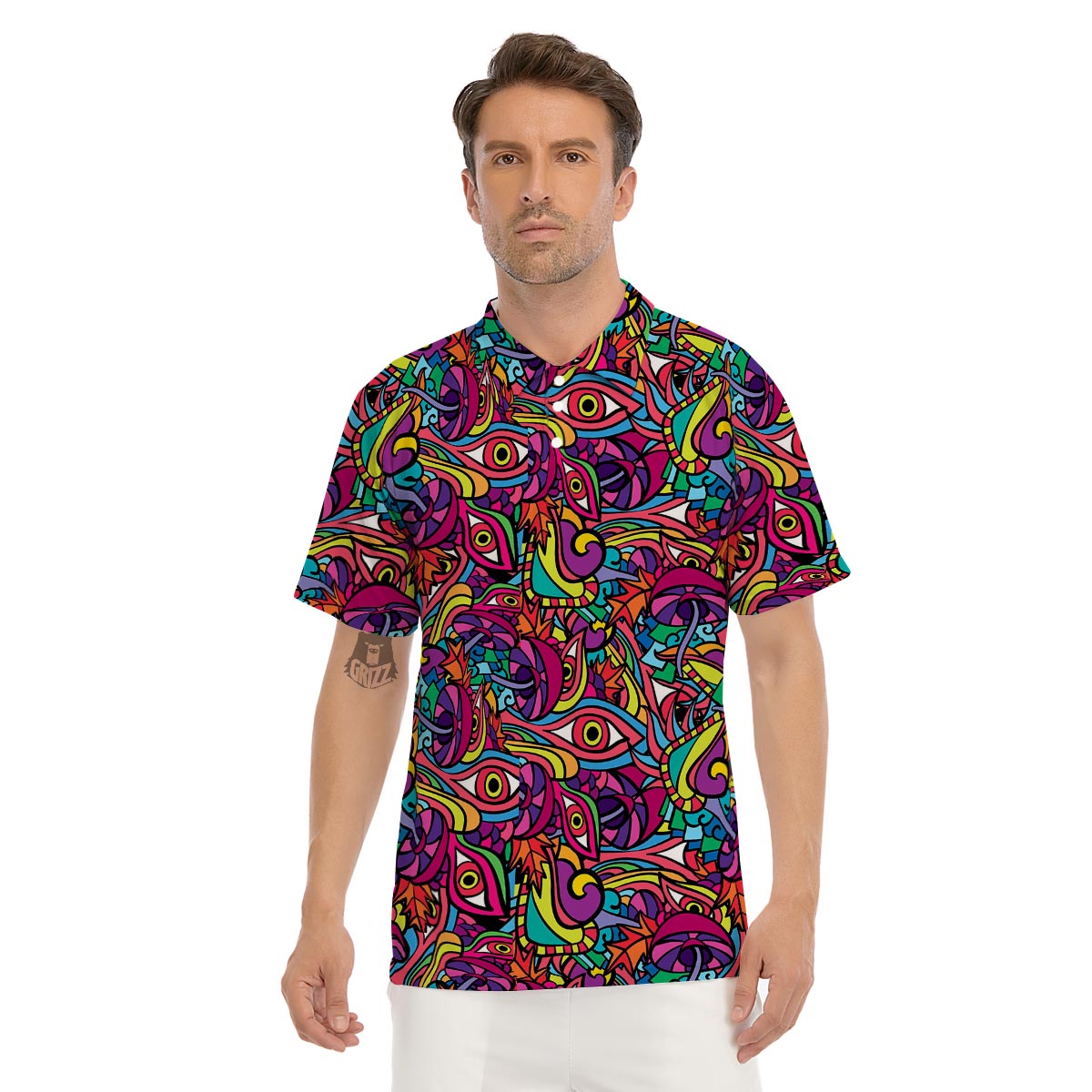 Psychedelic Trippy Eye Men's Golf Shirts-grizzshop