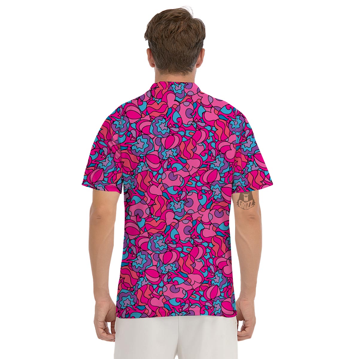 Psychedelic Trippy Hippie Heart Men's Golf Shirts-grizzshop
