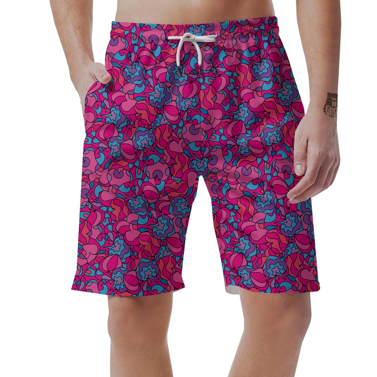 Psychedelic Trippy Hippie Heart Men's Shorts-grizzshop