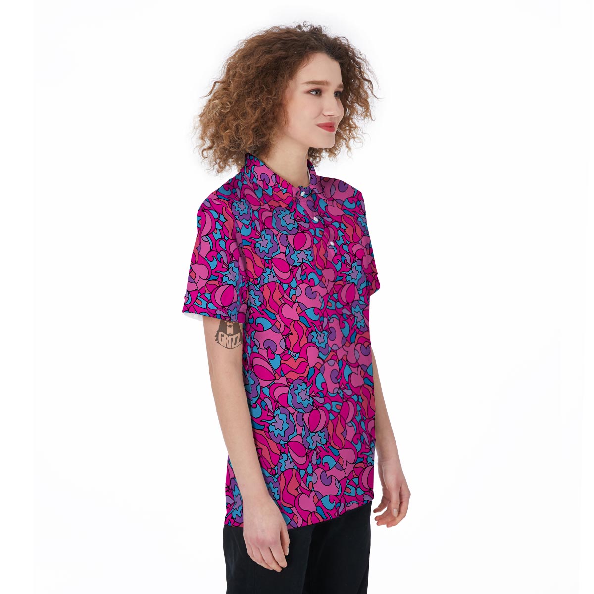Psychedelic Trippy Hippie Heart Women's Golf Shirts-grizzshop