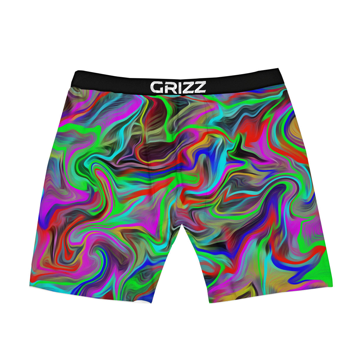 Psychedelic Trippy Neon Green Print Boxer Briefs-grizzshop