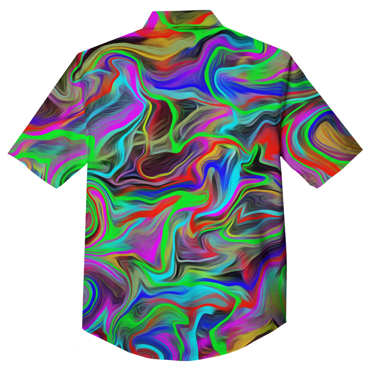 Psychedelic Trippy Neon Green Print Button Up Shirt-grizzshop