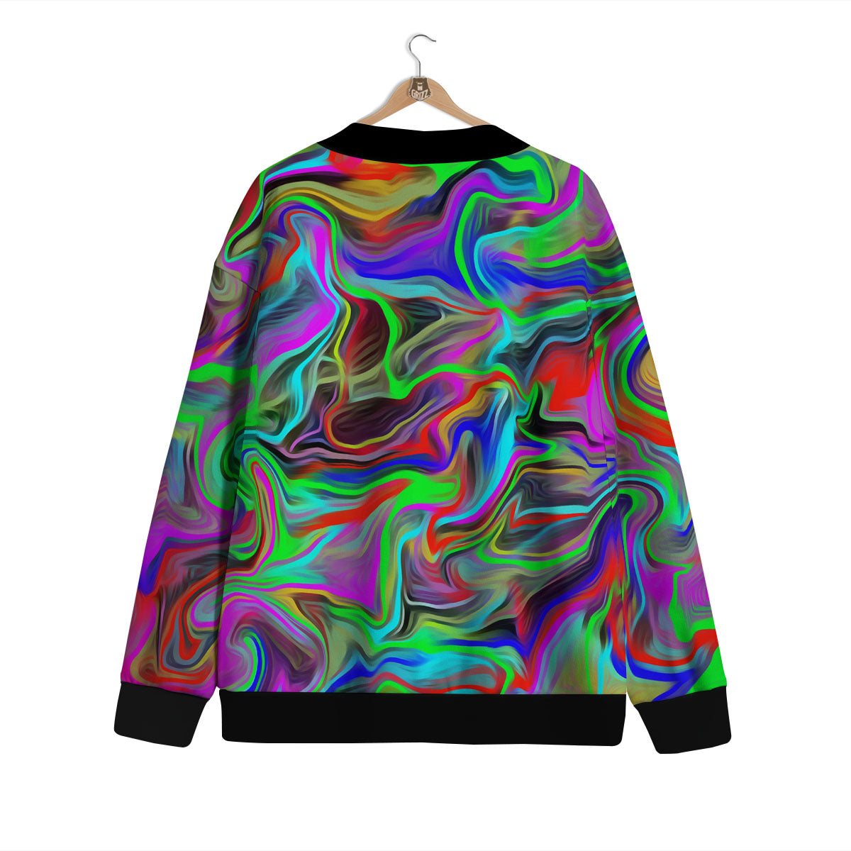 Psychedelic Trippy Neon Green Print Cardigan-grizzshop