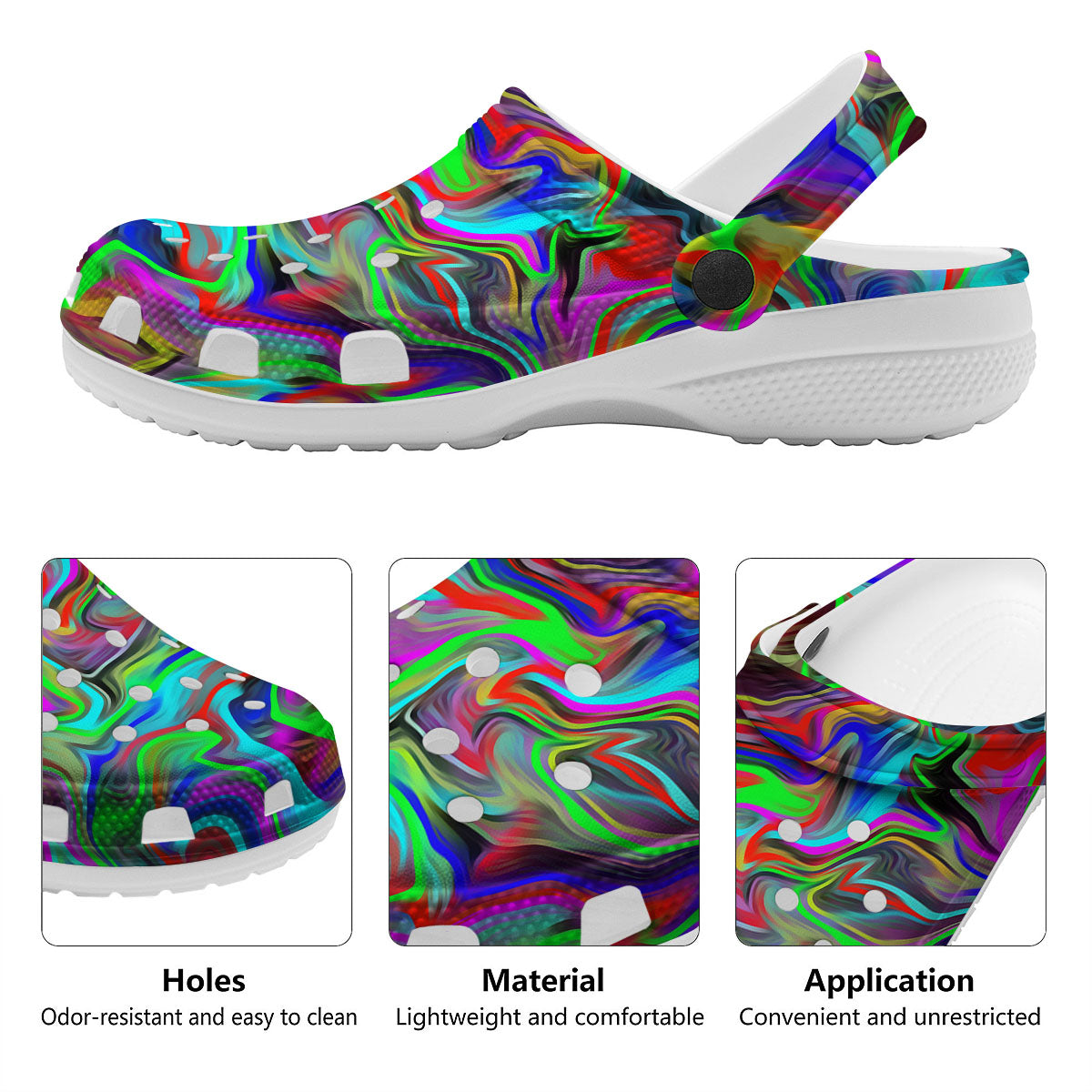 Psychedelic Trippy Neon Green Print Clog-grizzshop