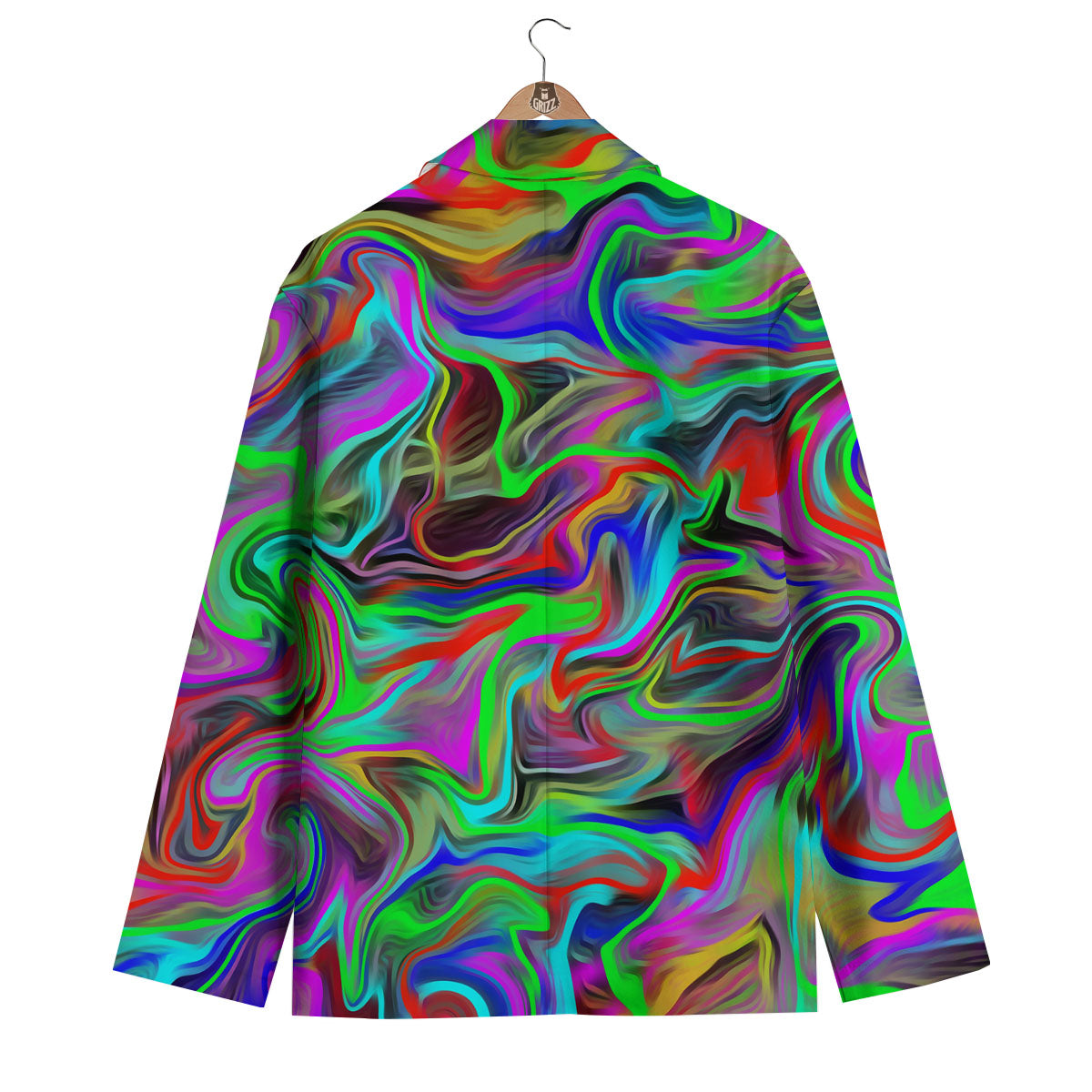 Psychedelic Trippy Neon Green Print Men's Blazer-grizzshop