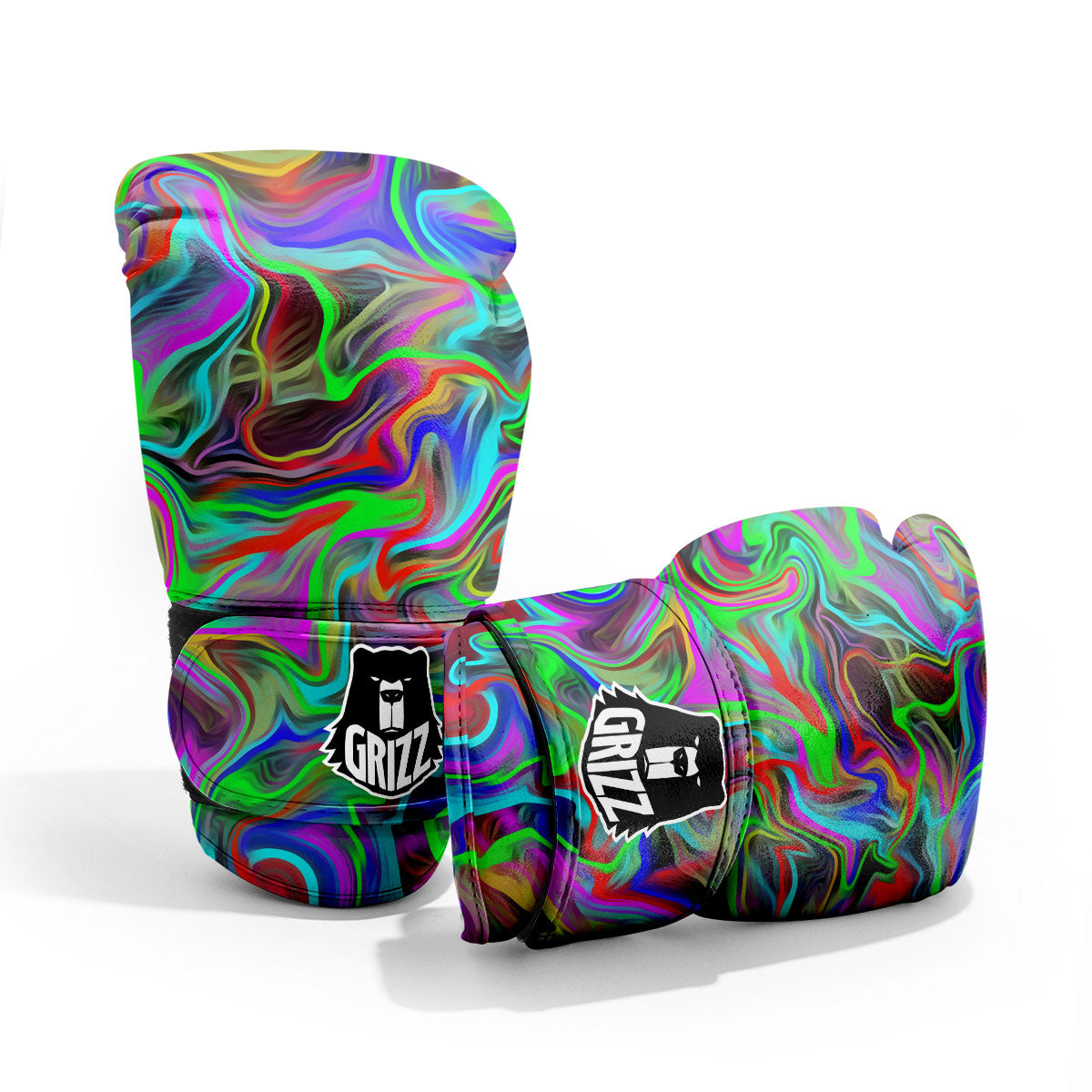 Psychedelic Trippy Neon Green Print Pro Boxing Glove