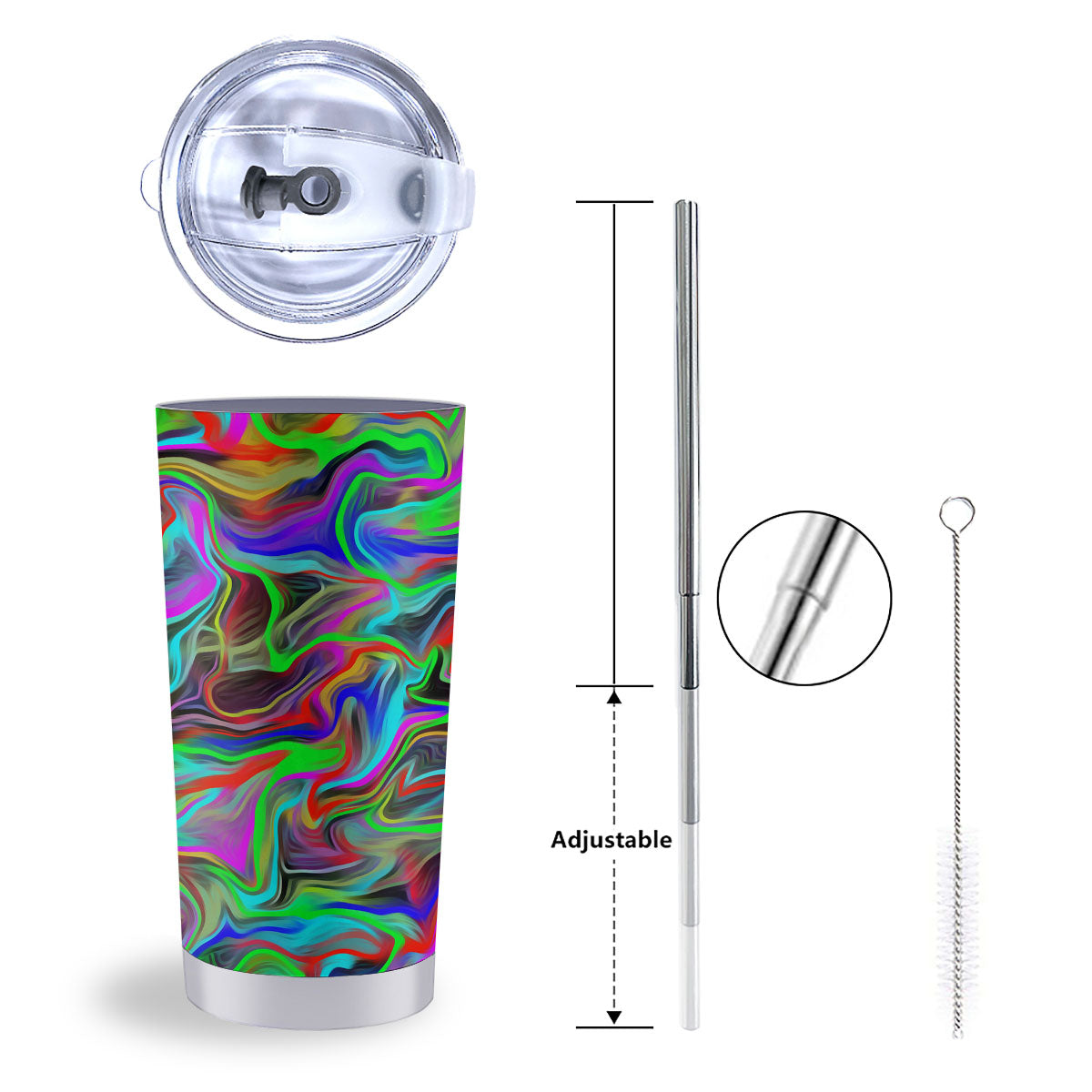 Psychedelic Trippy Neon Green Print Tumbler-grizzshop