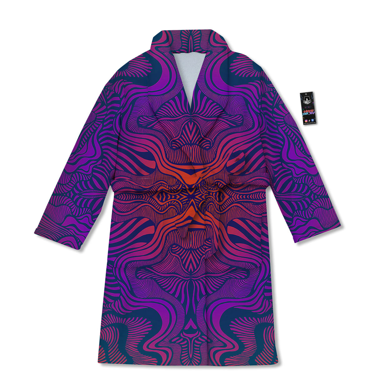 Psychedelic Trippy Ornament Print Bathrobe-grizzshop