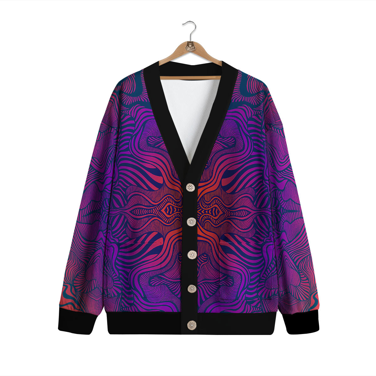 Psychedelic Trippy Ornament Print Cardigan-grizzshop
