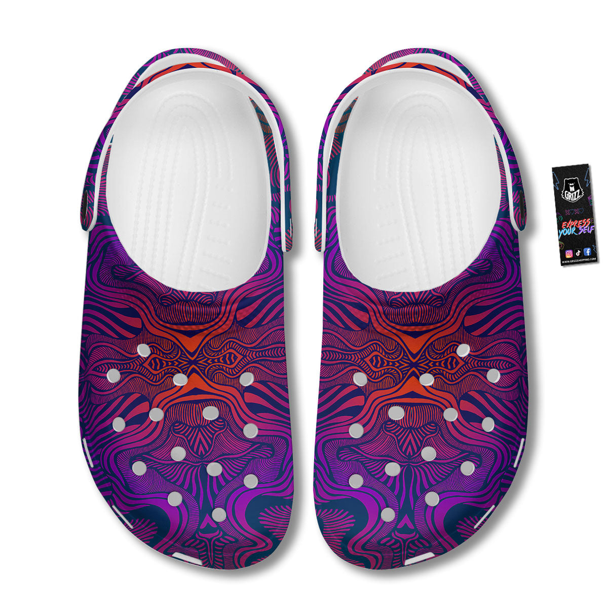 Psychedelic Trippy Ornament Print Clog-grizzshop