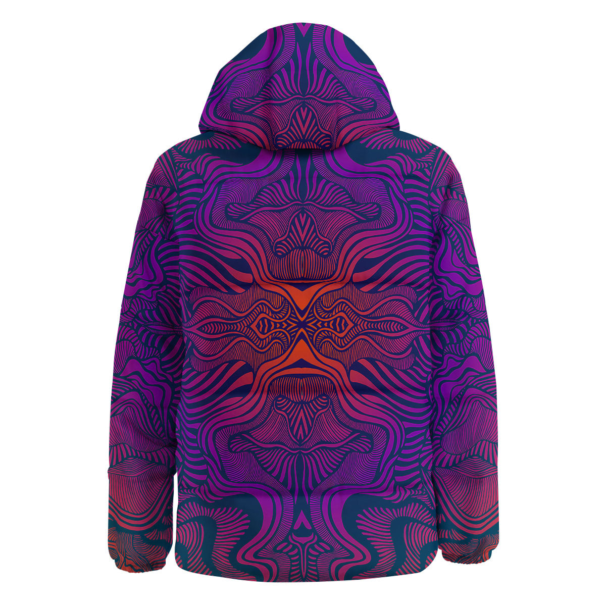 Psychedelic Trippy Ornament Print Down Jacket-grizzshop