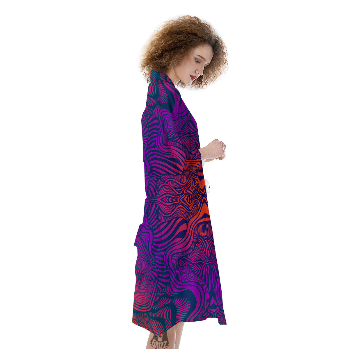 Psychedelic Trippy Ornament Print Kimono-grizzshop