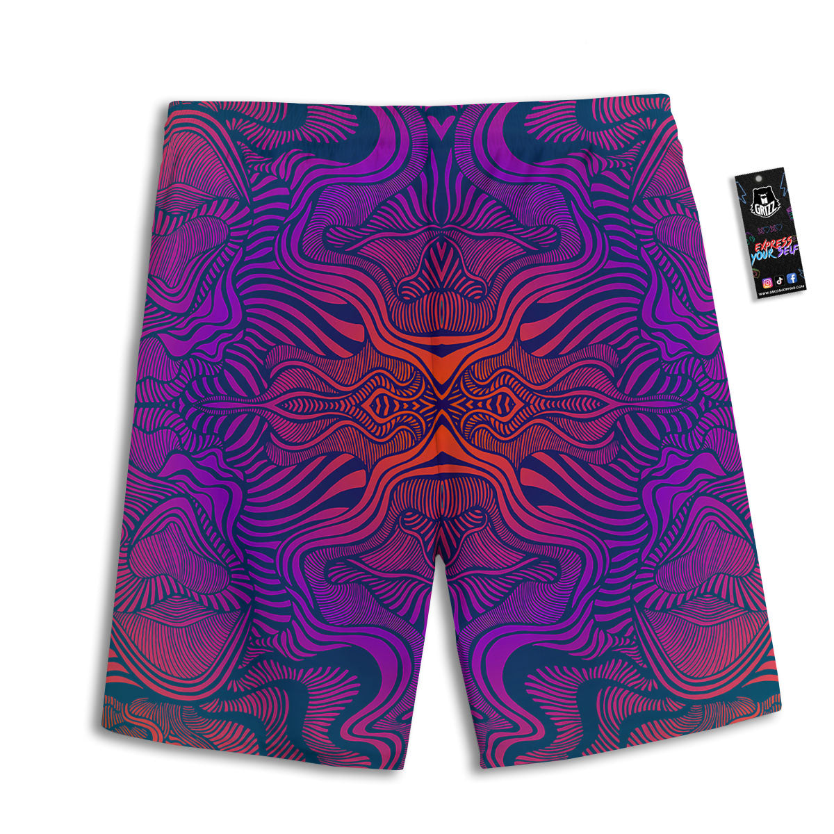 Psychedelic Trippy Ornament Print Men's Athletic Shorts