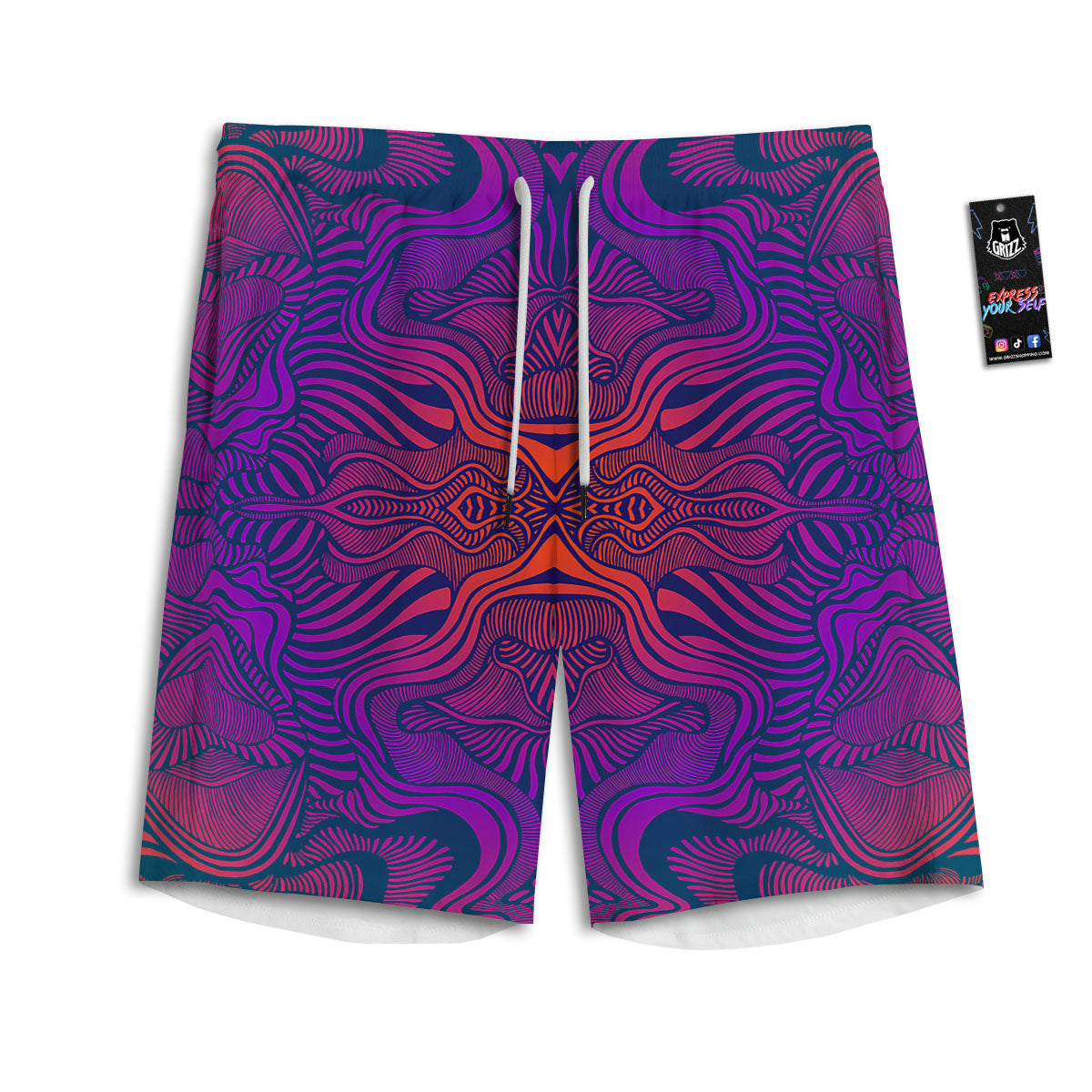 Psychedelic Trippy Ornament Print Men's Athletic Shorts