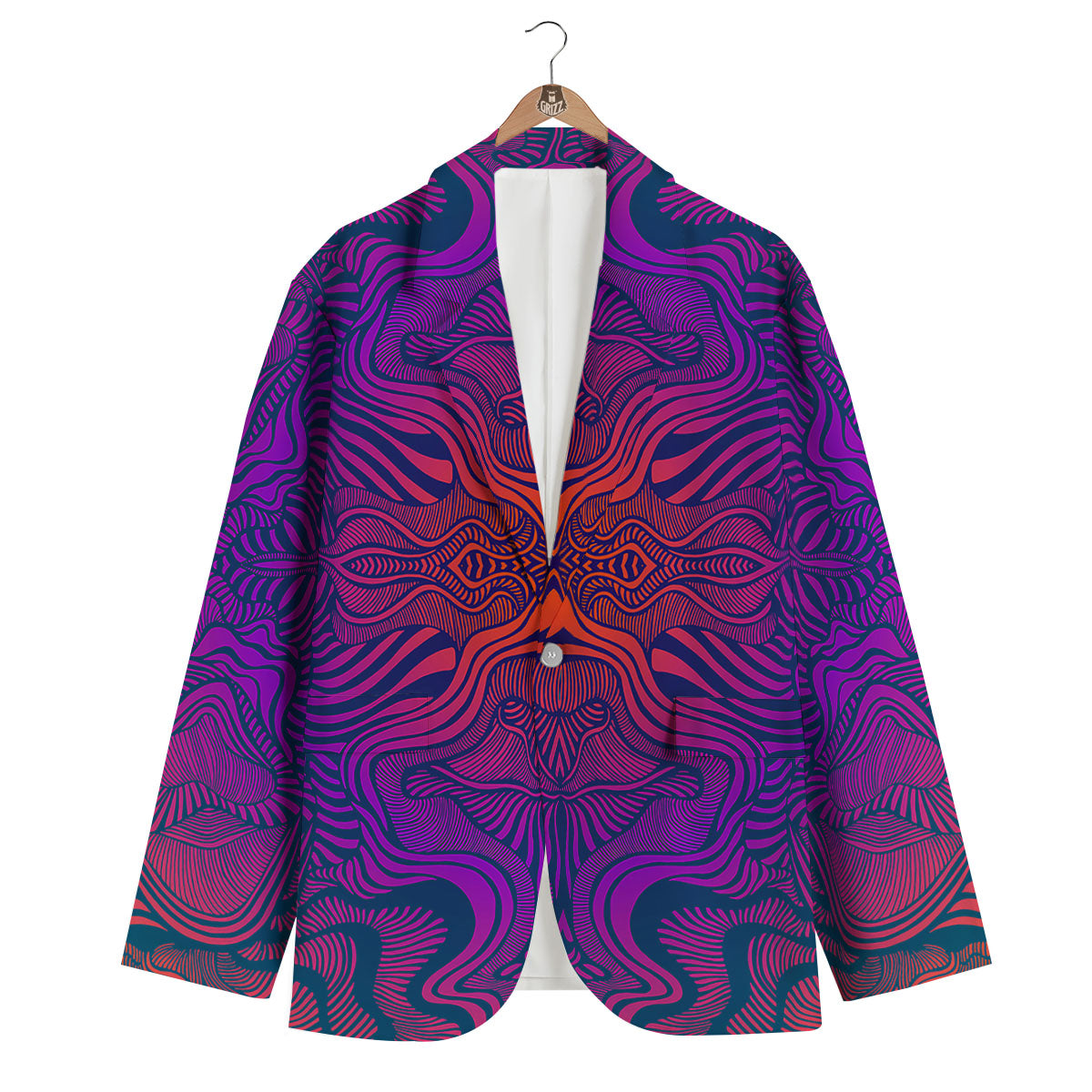Psychedelic Trippy Ornament Print Men's Blazer-grizzshop