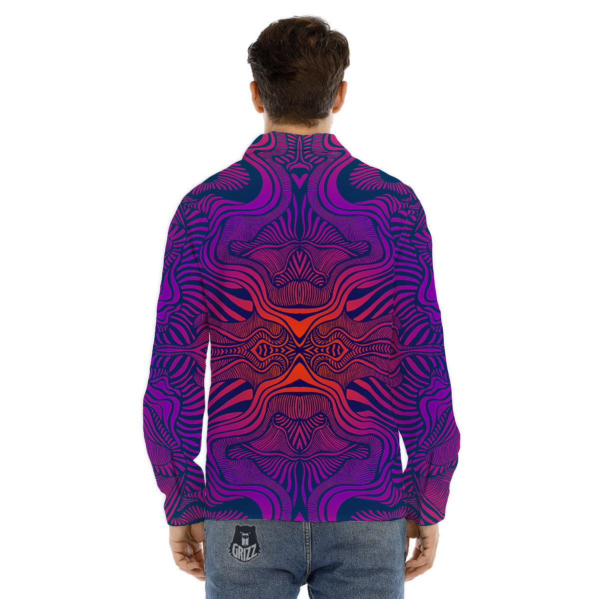 Psychedelic Trippy Ornament Print Men's Dress Shirts-grizzshop
