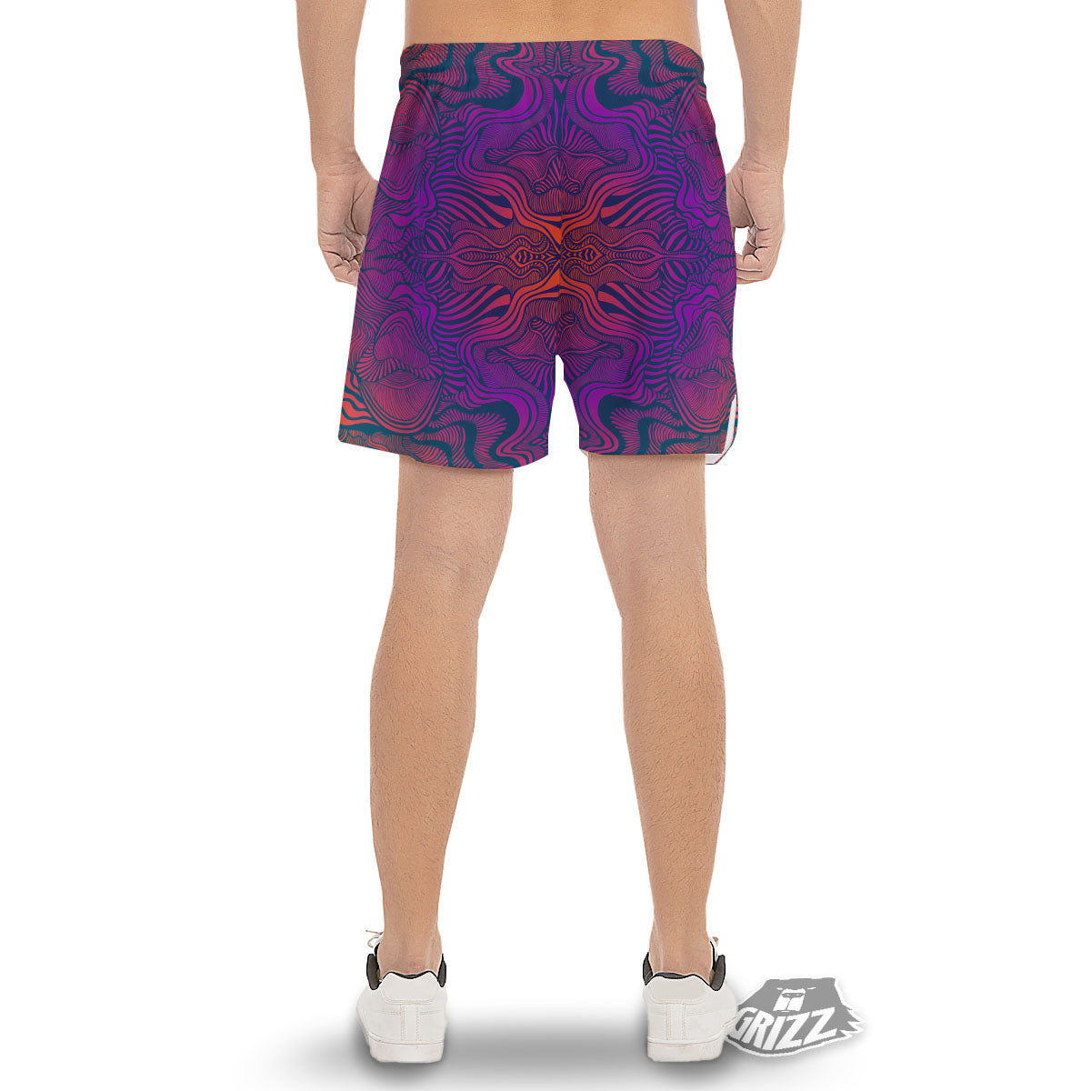 Psychedelic Trippy Ornament Print Men's Gym Shorts-grizzshop