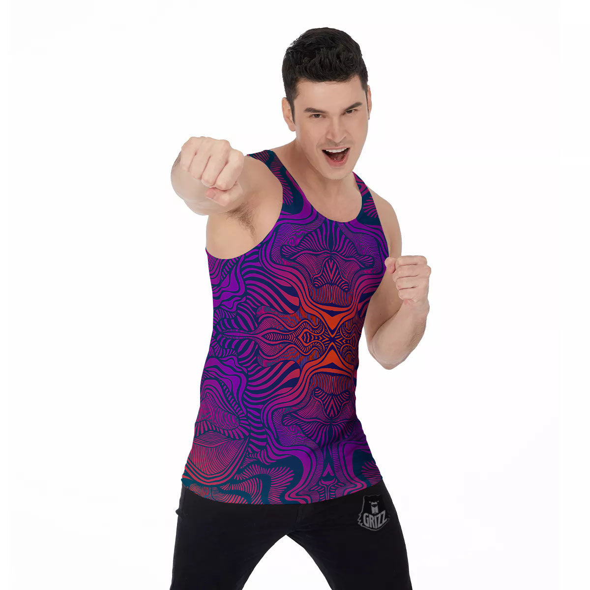Psychedelic Trippy Ornament Print Men's Tank Top-grizzshop