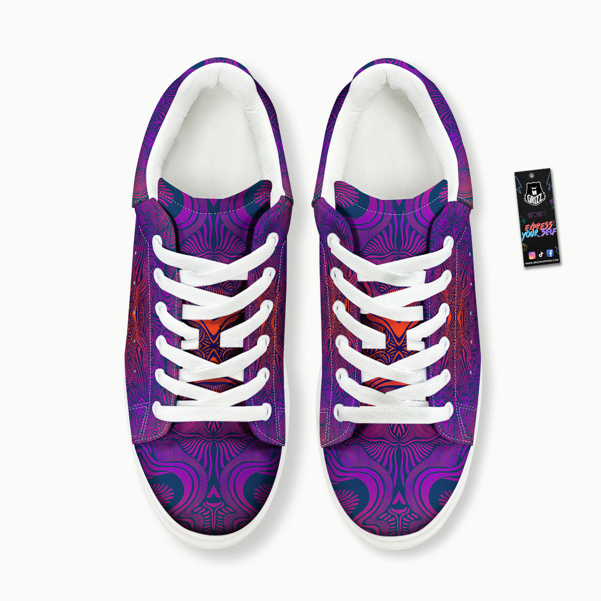 Psychedelic Trippy Ornament Print Platform Shoes-grizzshop