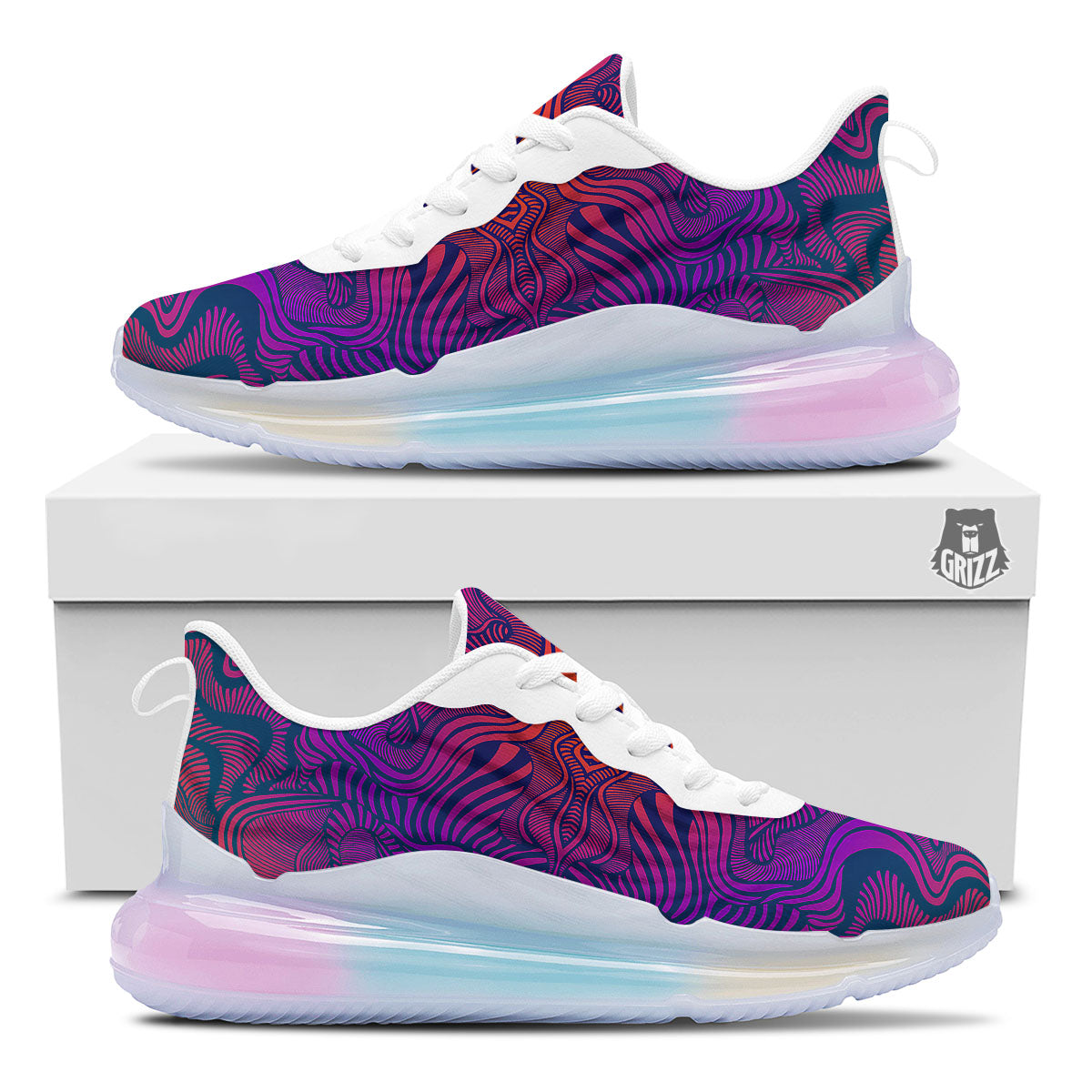 Psychedelic Trippy Ornament Print Running Sneakers-grizzshop