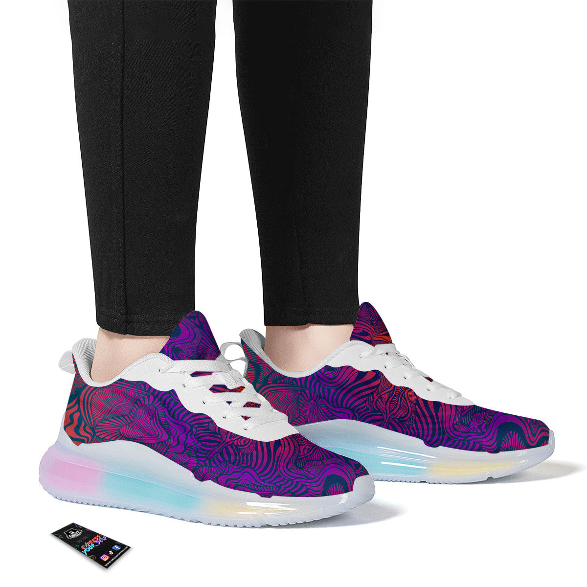 Psychedelic Trippy Ornament Print Running Sneakers-grizzshop
