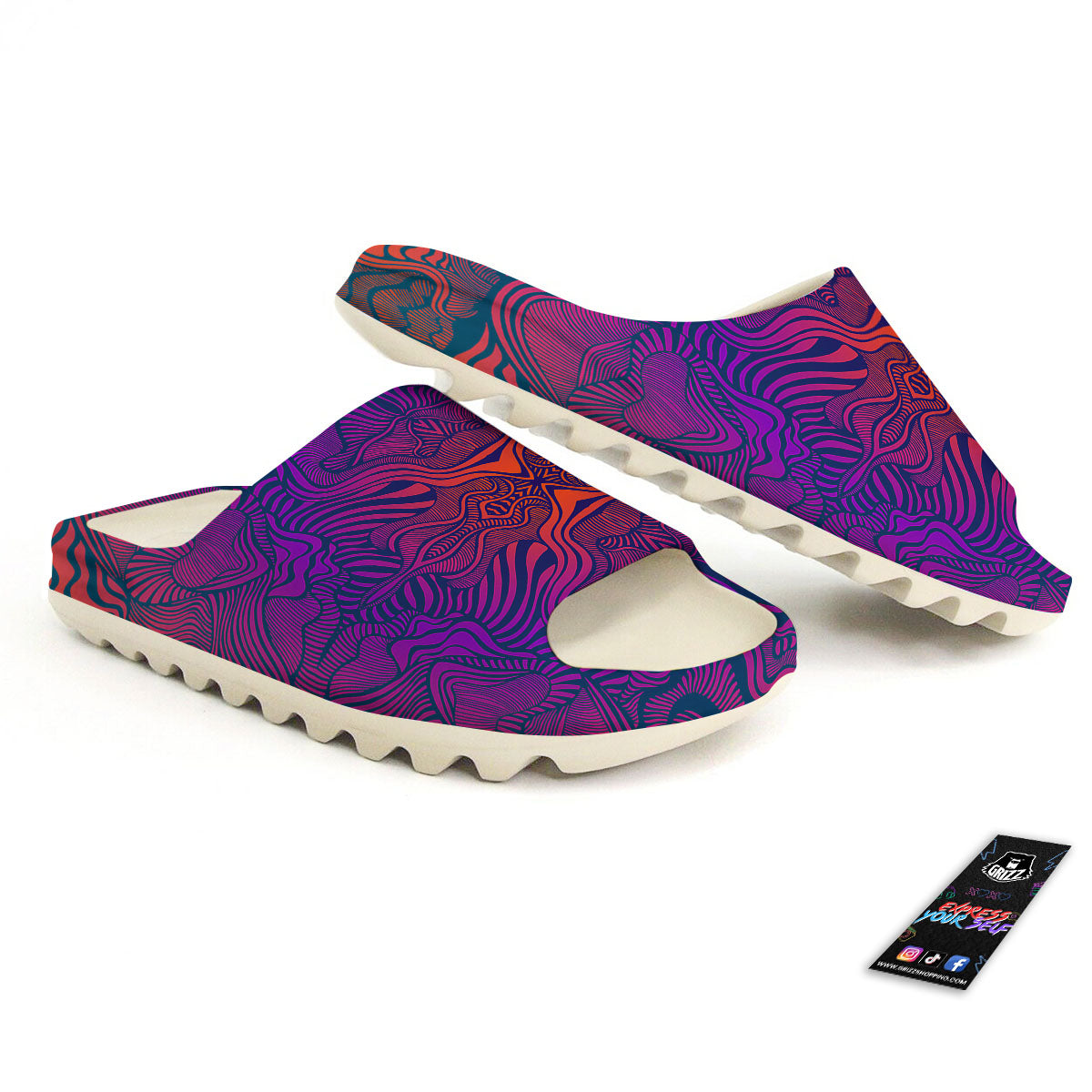 Psychedelic Trippy Ornament Print Sandals-grizzshop