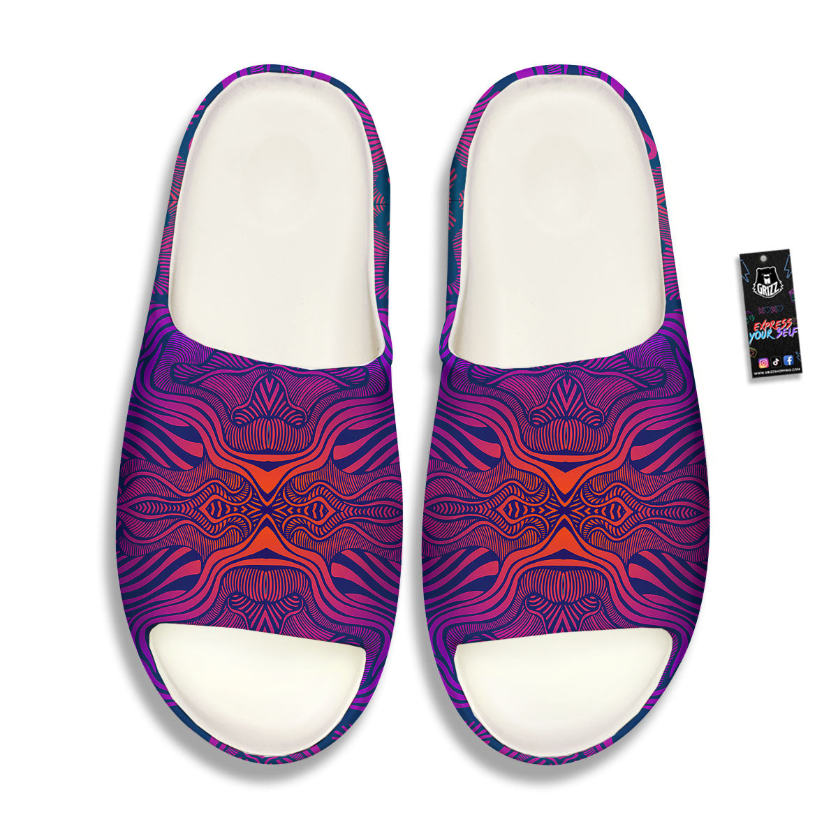 Psychedelic Trippy Ornament Print Sandals-grizzshop
