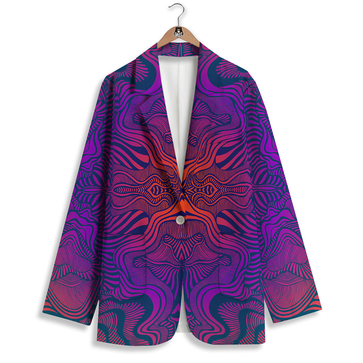 Psychedelic Trippy Ornament Print Women's Blazer-grizzshop