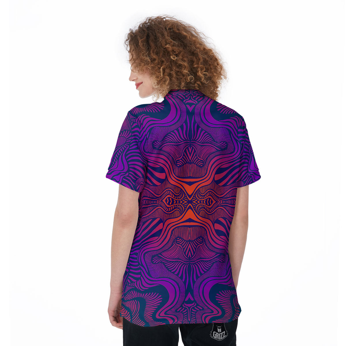 Psychedelic Trippy Ornament Print Women's Golf Shirts-grizzshop