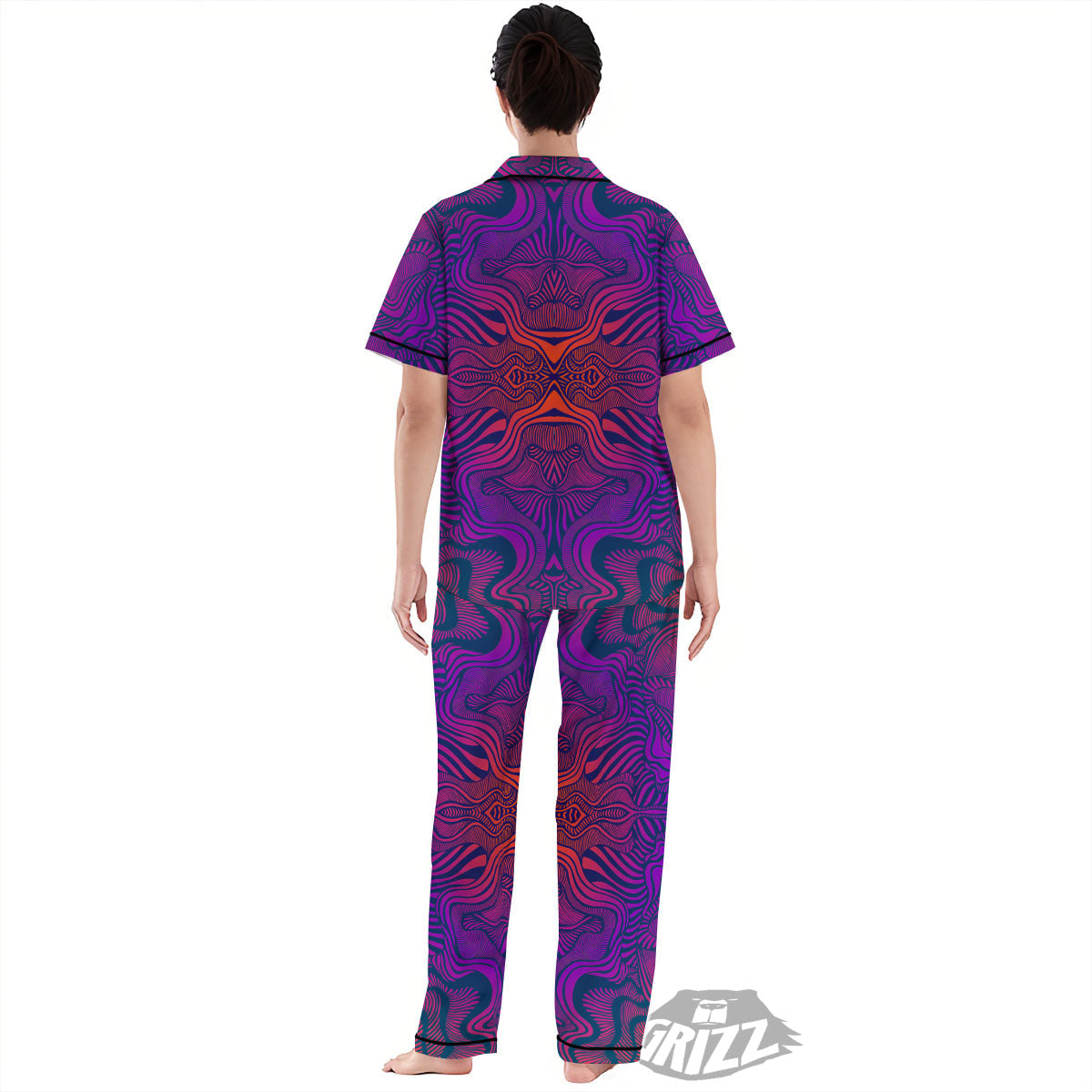Psychedelic Trippy Ornament Print Women's Pajamas Set-grizzshop