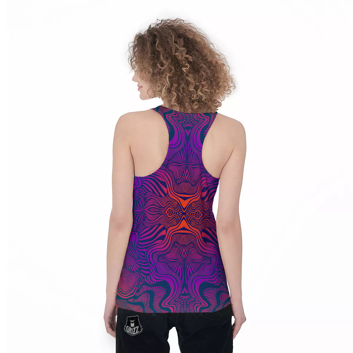Psychedelic Trippy Ornament Print Women's Racerback Tank Top-grizzshop