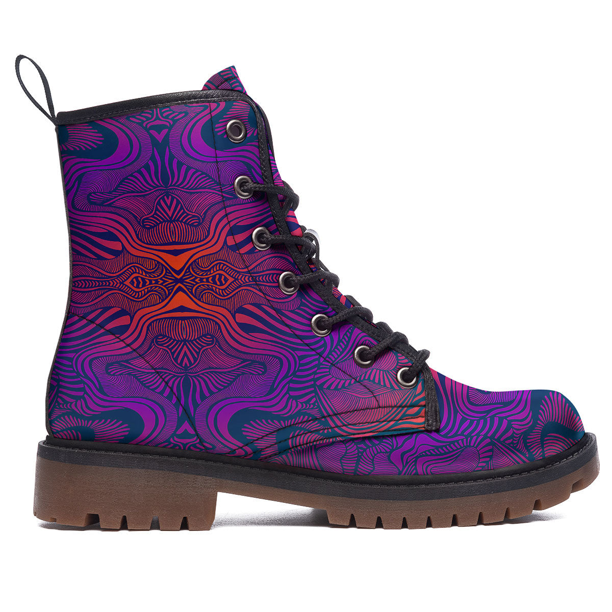Psychedelic Trippy Ornament Print Work Boots-grizzshop