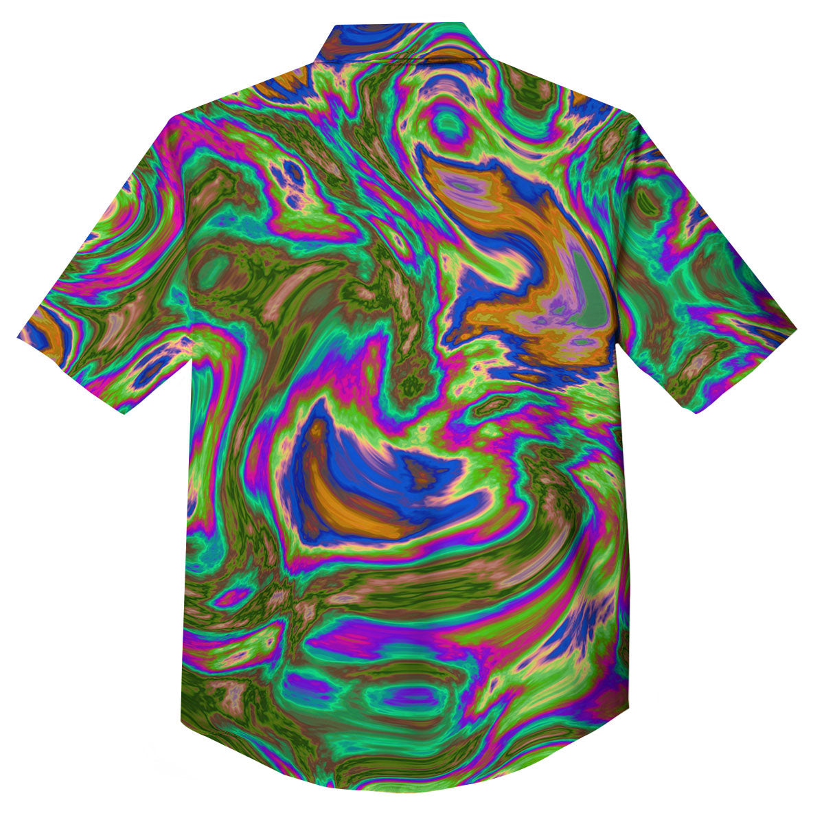 Psychedelic Trippy Purple Green Print Button Up Shirt-grizzshop