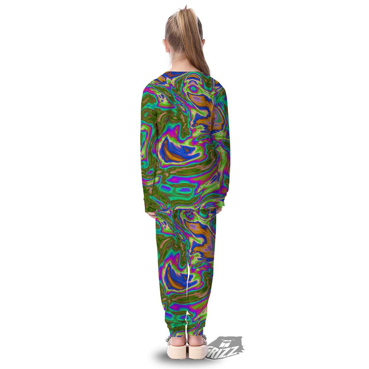 Psychedelic Trippy Purple Green Print Kid's Pajamas-grizzshop