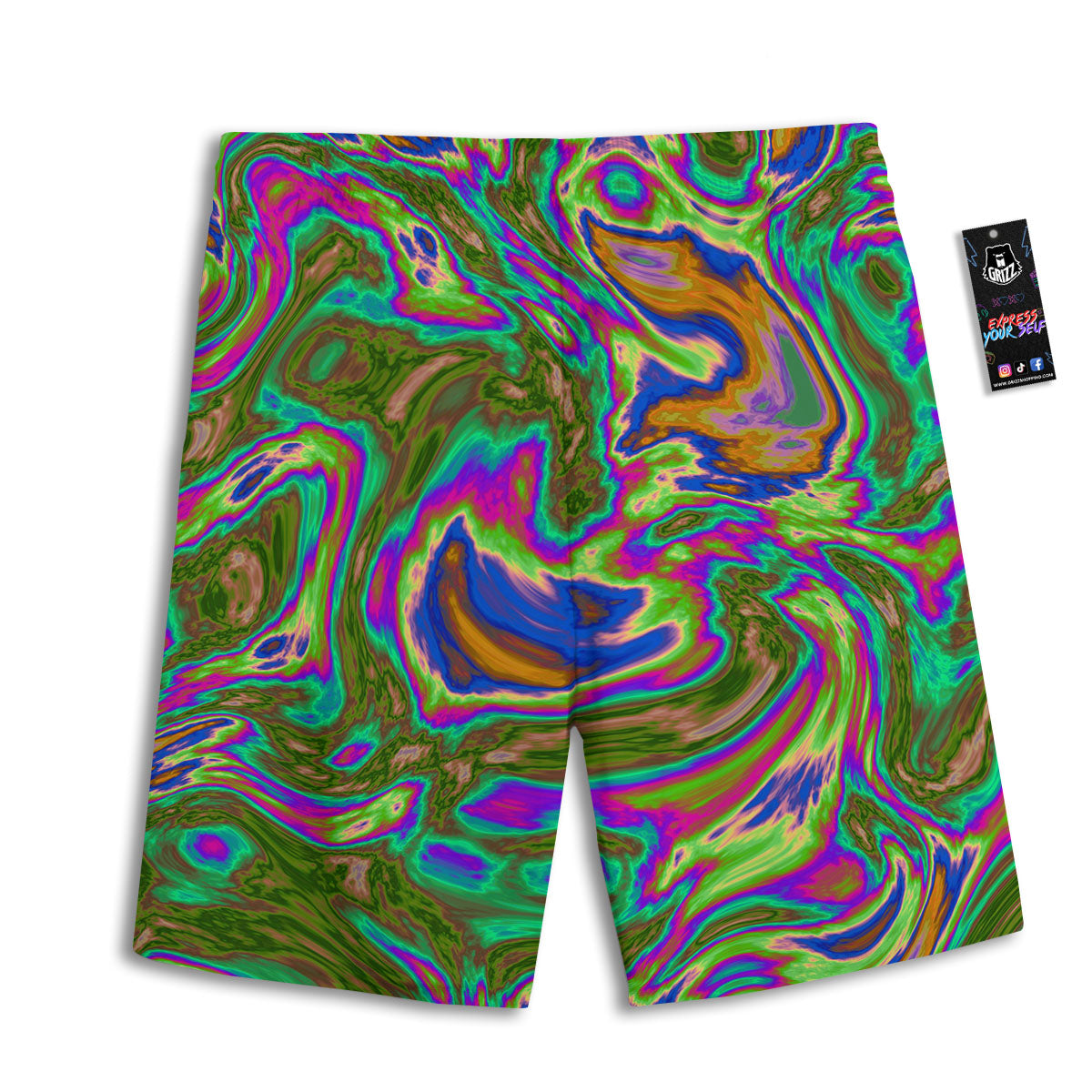 Psychedelic Trippy Purple Green Print Men's Athletic Shorts