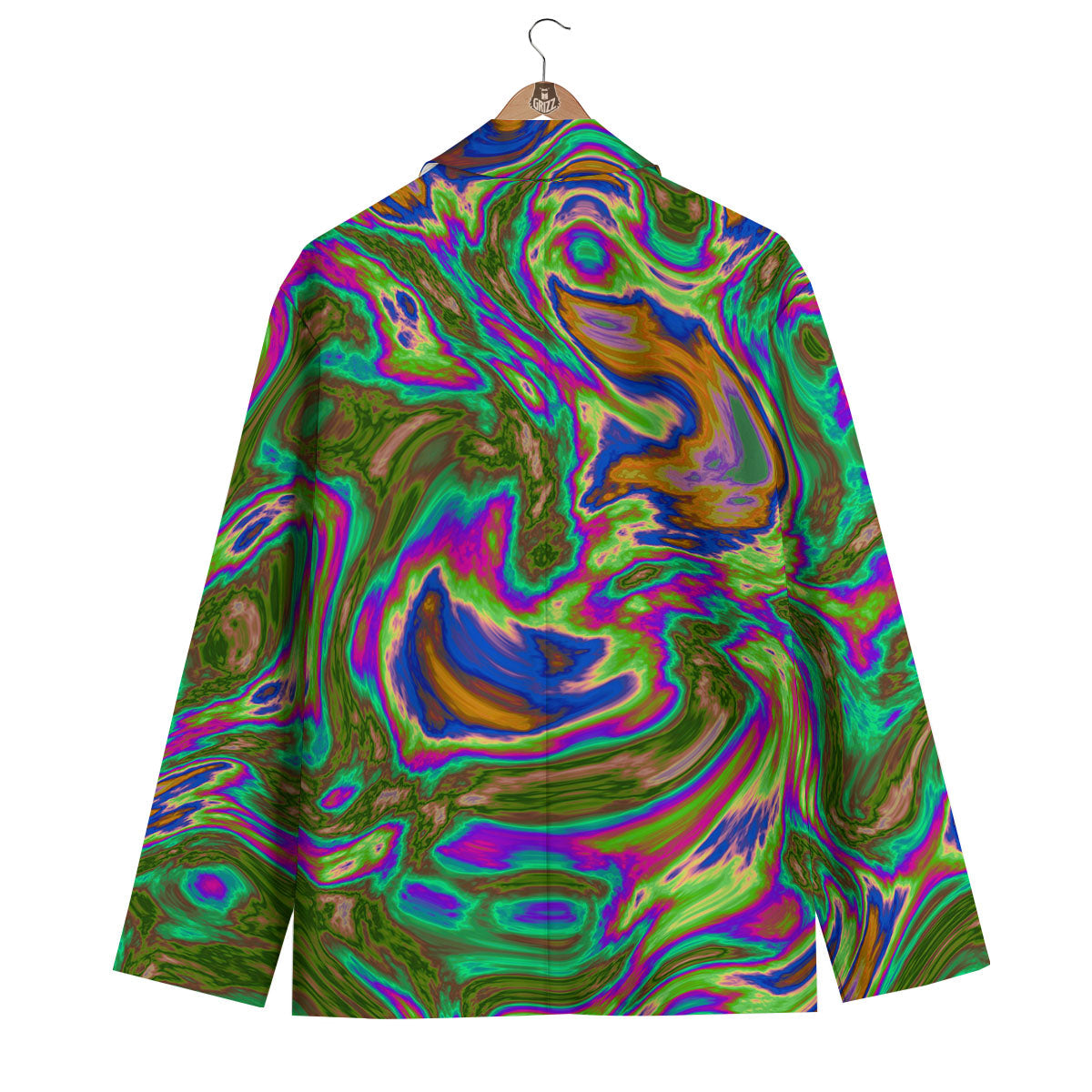 Psychedelic Trippy Purple Green Print Men's Blazer-grizzshop
